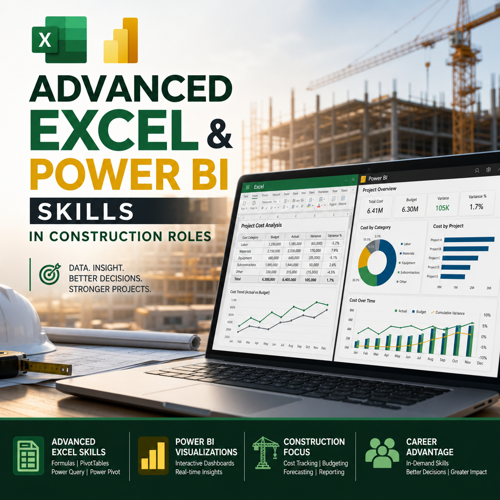 advanced Excel skills illustration for Advanced Excel and Power BI Skills in Construction Roles