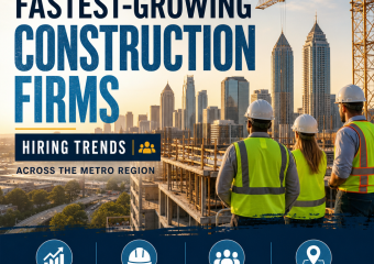 Chart of Atlanta construction firms hiring trends across high-rises, warehouses, infrastructure, and housing projects