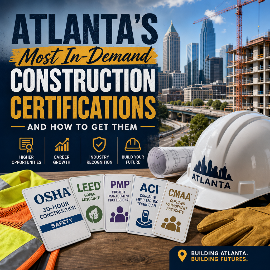 Construction certifications chart for Atlanta career growth and industry recognition