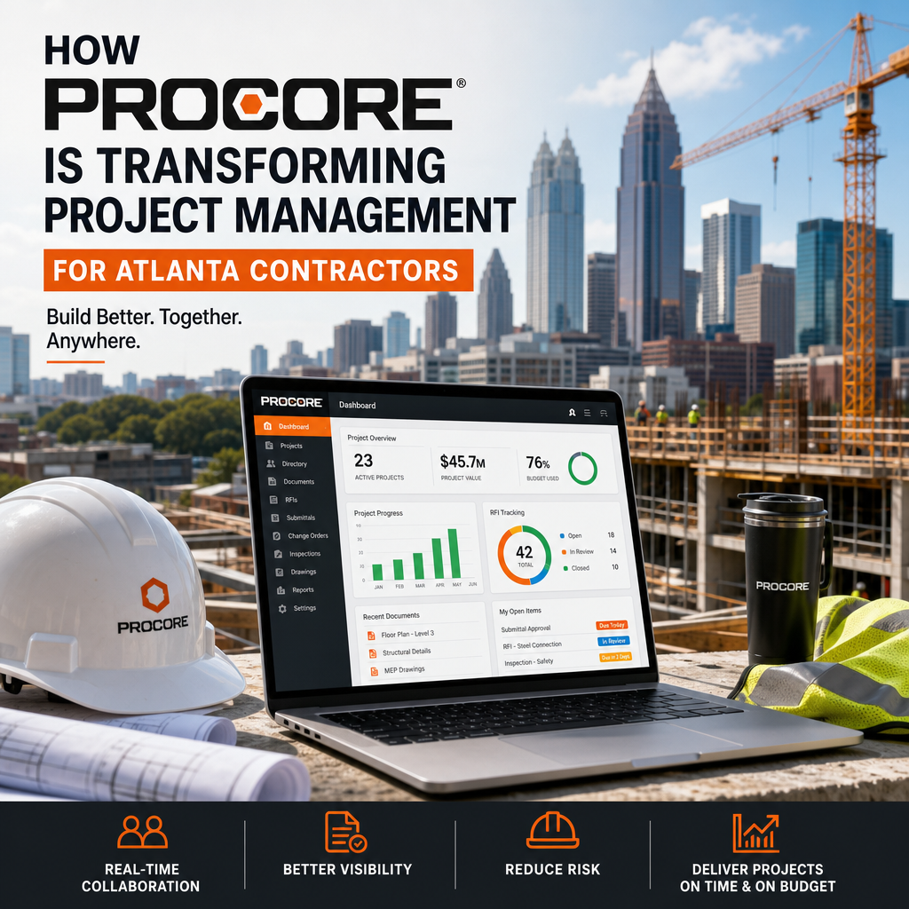 Atlanta contractors using Procore project management for real-time collaboration and on-time delivery
