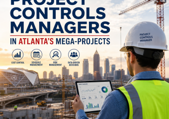 Project controls manager reviewing cost, schedule, and risk data for an Atlanta mega-project