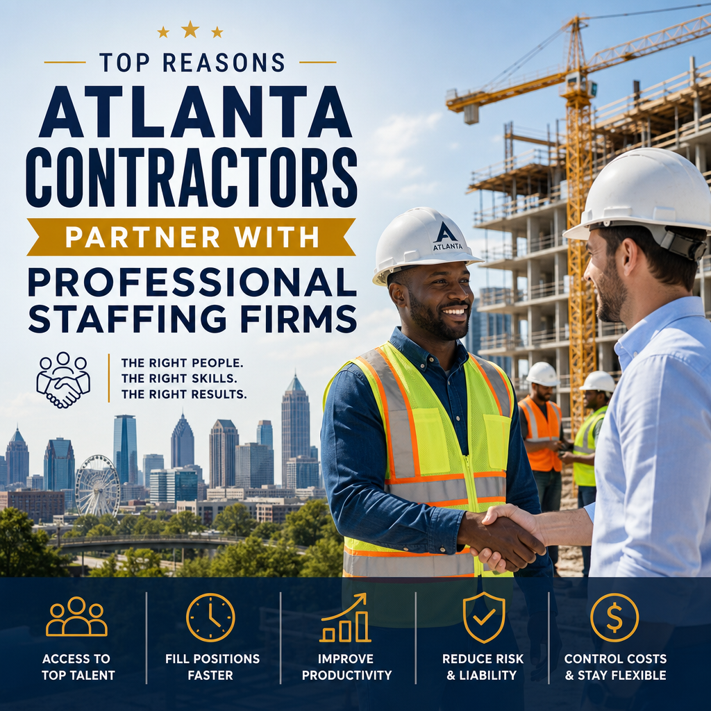 Atlanta contractors meeting with a professional staffing firm to hire skilled workers and boost productivity