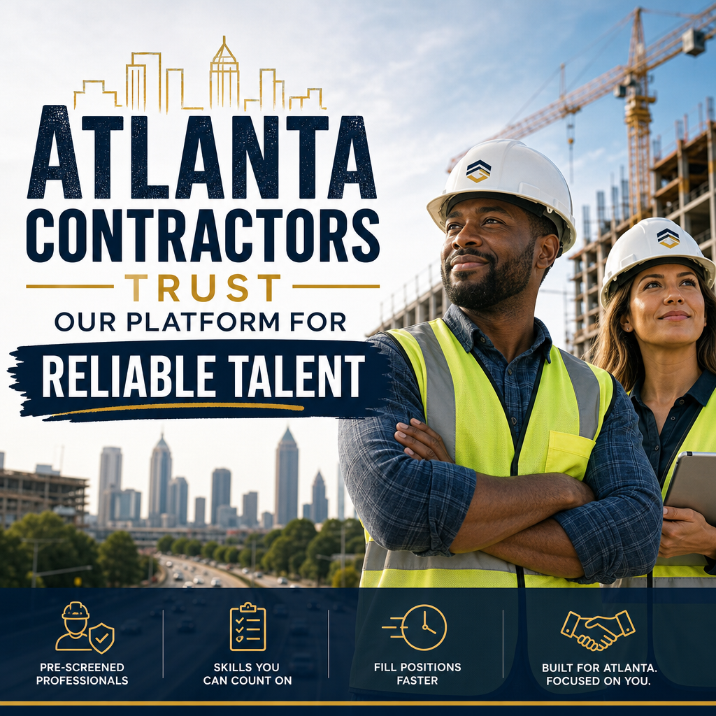 Atlanta contractors using a platform to find pre-screened, reliable talent for fast job placements