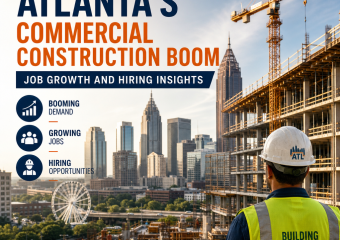 Atlanta skyline with cranes and construction, illustrating the commercial construction boom and job growth opportunities
