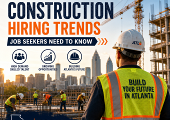 Metro Atlanta skyline with construction cranes highlighting hiring trends and job opportunities