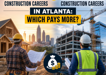 Comparison chart of residential and commercial construction careers in Atlanta, showing salary differences.