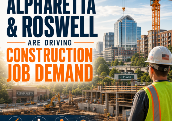 Construction workers on a job site, illustrating rising construction job demand in Alpharetta and Roswell